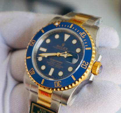Rolex Submariner two tone- رولكس سابمارينر كلين طبق الاصل طلاء ذهب ١٨ نفس درجة الأصلي