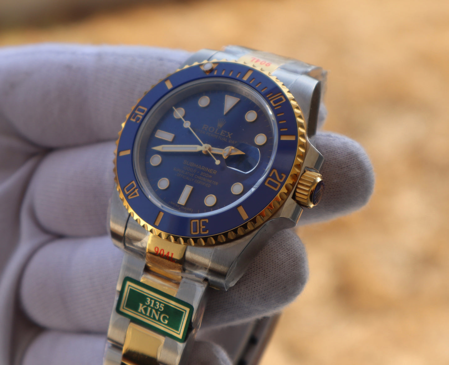 Rolex Submariner two tone- رولكس سابمارينر كلين طبق الاصل طلاء ذهب ١٨ نفس درجة الأصلي
