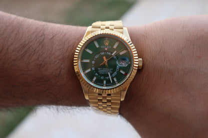 رولكس سكاي دويلر جوبلي فول جولد مينا اخضر - كلين اعلى كوالتي