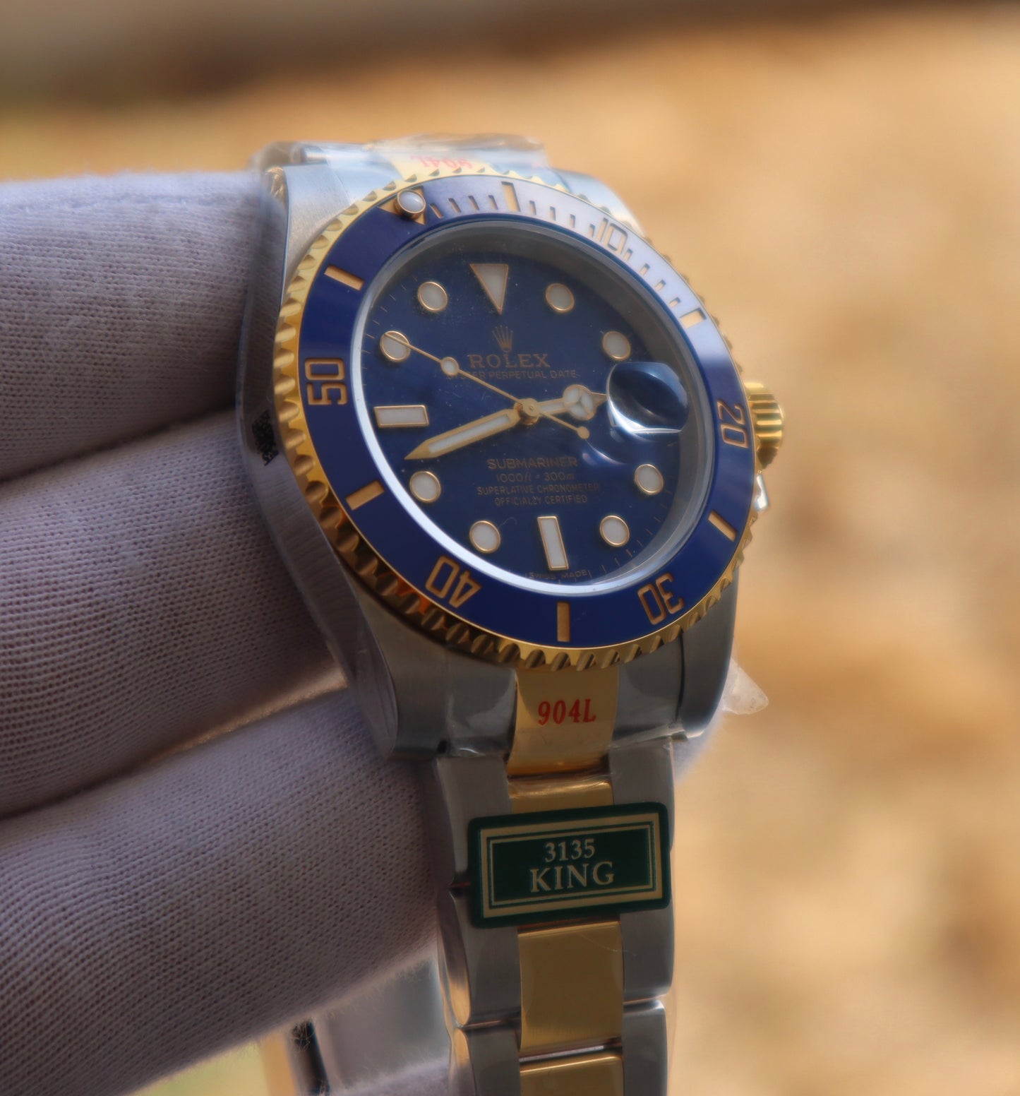Rolex Submariner two tone- رولكس سابمارينر كلين طبق الاصل طلاء ذهب ١٨ نفس درجة الأصلي