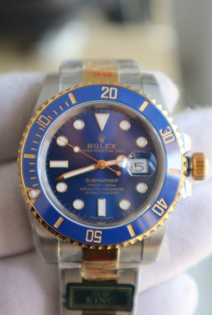Rolex Submariner two tone- رولكس سابمارينر كلين طبق الاصل طلاء ذهب ١٨ نفس درجة الأصلي