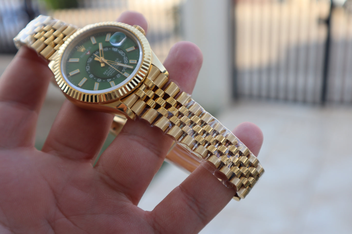 رولكس سكاي دويلر جوبلي فول جولد مينا اخضر - كلين اعلى كوالتي