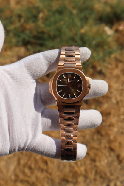 PATEK Philippe  Nautilus Rose Gold Clean - نوتيلس فول روزجولد كلين حبة واحدة