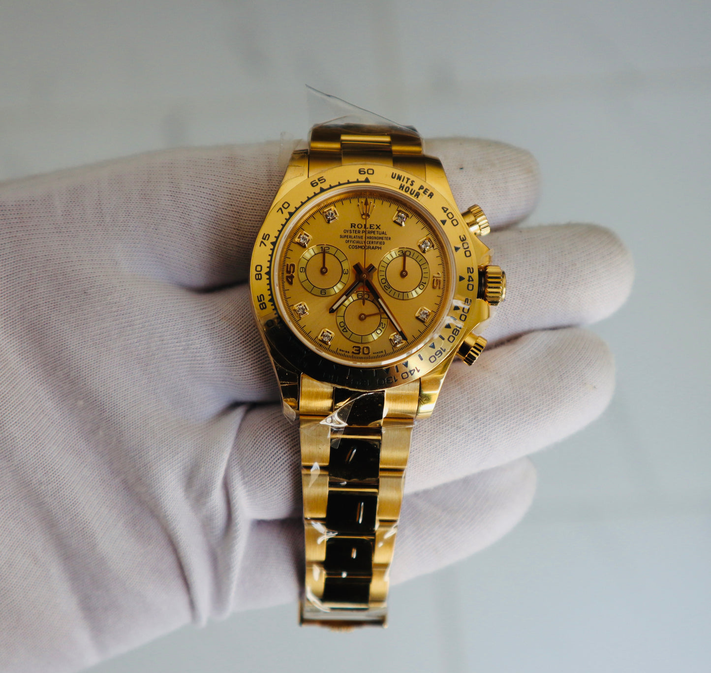 ROLEX DAYTONA YELLOW GOLD- رولكس دايتونا ذهب اصفر عيار ١٨ طلاء ماكينة سويسري