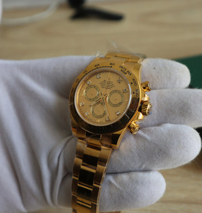 ROLEX DAYTONA YELLOW GOLD- رولكس دايتونا ذهب اصفر عيار ١٨ طلاء ماكينة سويسري