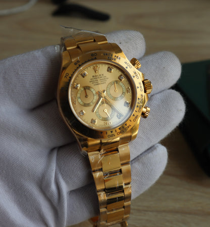 ROLEX DAYTONA YELLOW GOLD- رولكس دايتونا ذهب اصفر عيار ١٨ طلاء ماكينة سويسري