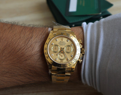 ROLEX DAYTONA YELLOW GOLD- رولكس دايتونا ذهب اصفر عيار ١٨ طلاء ماكينة سويسري