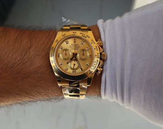 ROLEX DAYTONA YELLOW GOLD- رولكس دايتونا ذهب اصفر عيار ١٨ طلاء ماكينة سويسري
