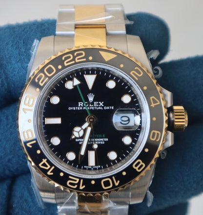 Rolex GMT Master- رولكس جي ام تي ماستر تو تون كلين طبق الأصل ماكينة سويسري