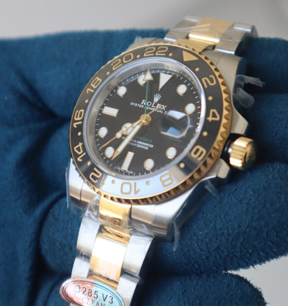Rolex GMT Master- رولكس جي ام تي ماستر تو تون كلين طبق الأصل ماكينة سويسري