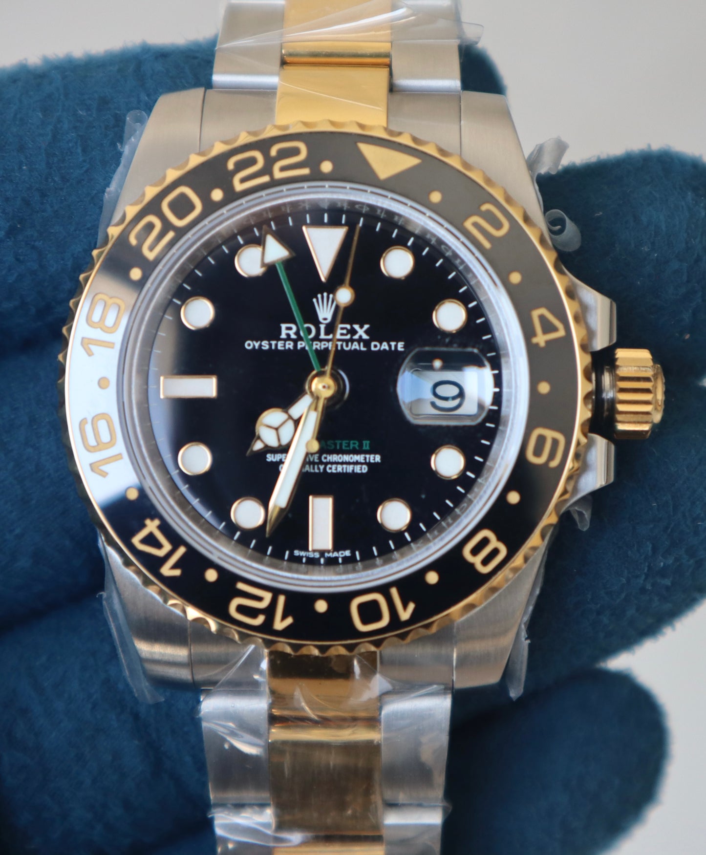 Rolex GMT Master- رولكس جي ام تي ماستر تو تون كلين طبق الأصل ماكينة سويسري