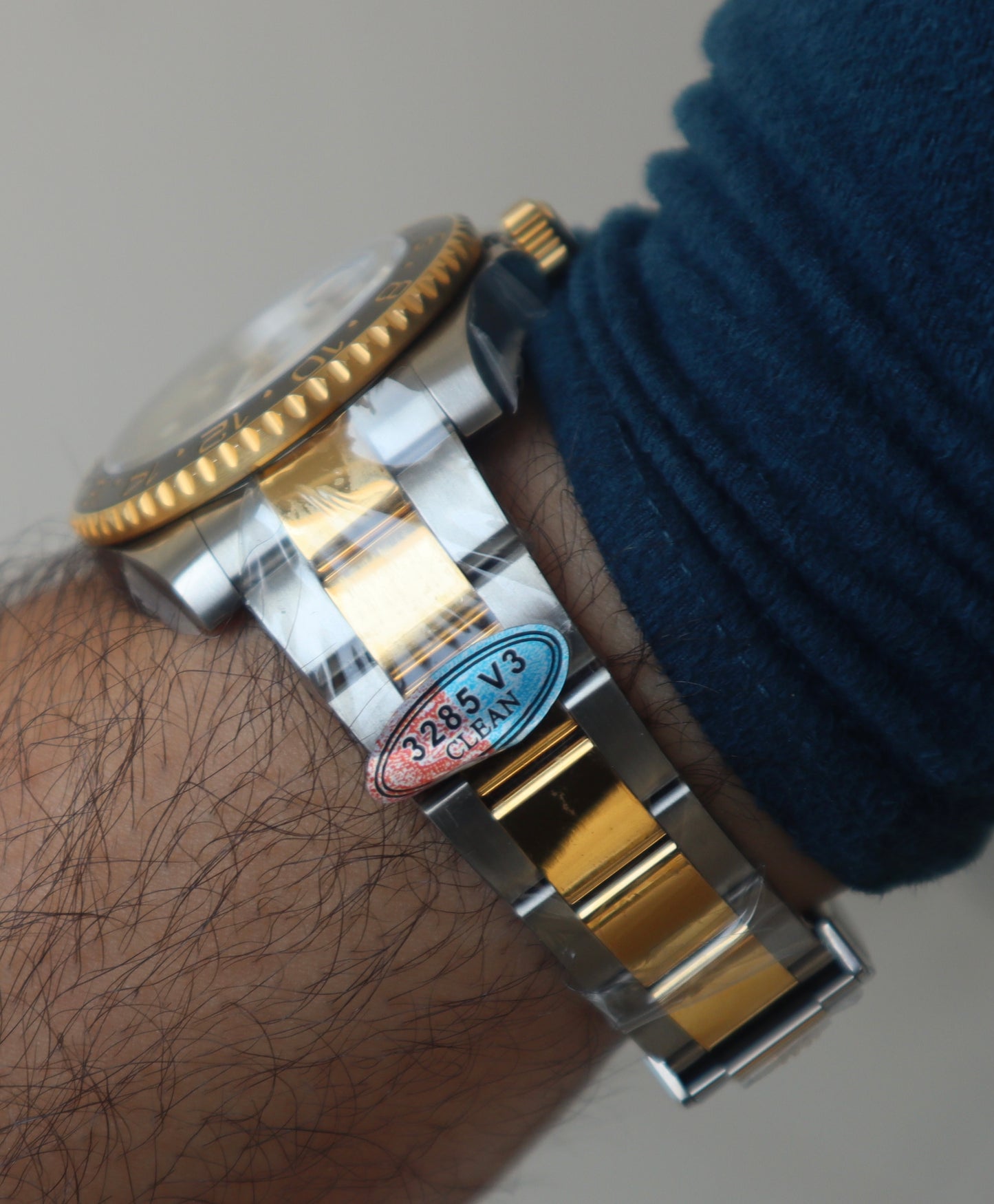 Rolex GMT Master- رولكس جي ام تي ماستر تو تون كلين طبق الأصل ماكينة سويسري