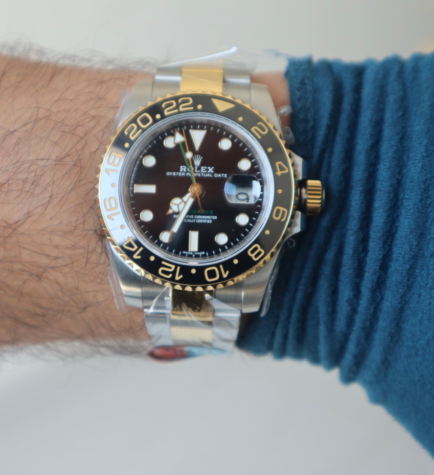 Rolex GMT Master- رولكس جي ام تي ماستر تو تون كلين طبق الأصل ماكينة سويسري