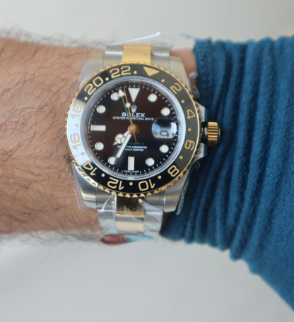 Rolex GMT Master- رولكس جي ام تي ماستر تو تون كلين طبق الأصل ماكينة سويسري