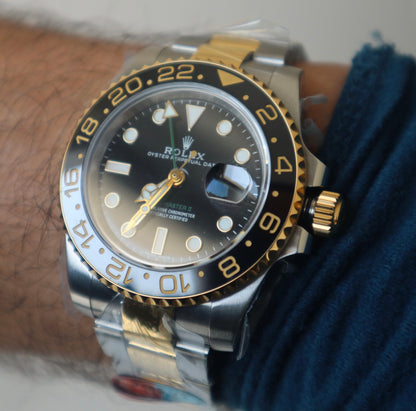 Rolex GMT Master- رولكس جي ام تي ماستر تو تون كلين طبق الأصل ماكينة سويسري