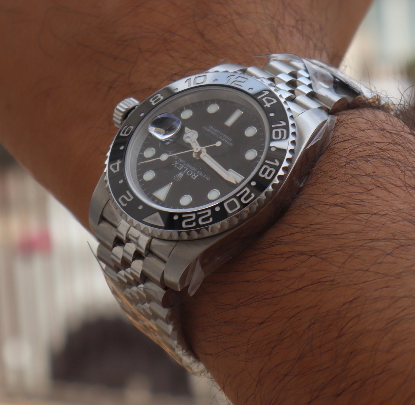 Rolex GMT Bruce Wayne - رولكس جي أم تي بروس وين كلين طبق الأصل ماكينة سويسري