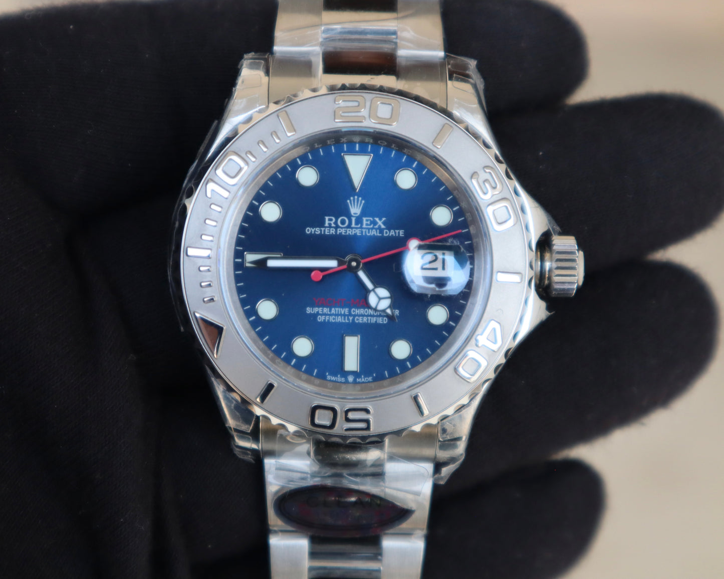 رولكس ياخت ماستر ون بلو دايال - كلين طبق الأصل ماكينة سويسري (السعر بالدينار الأردني 550)