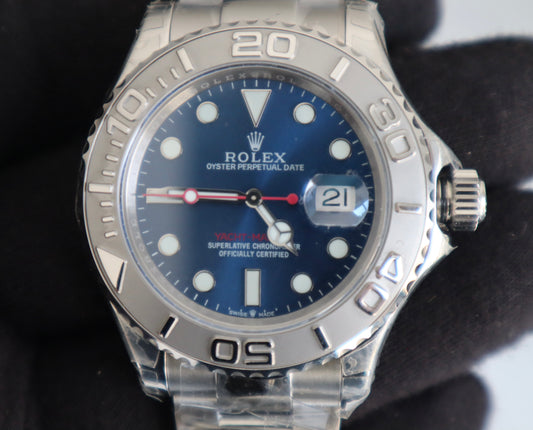 رولكس ياخت ماستر ون بلو دايال - كلين طبق الأصل ماكينة سويسري (السعر بالدينار الأردني 550)