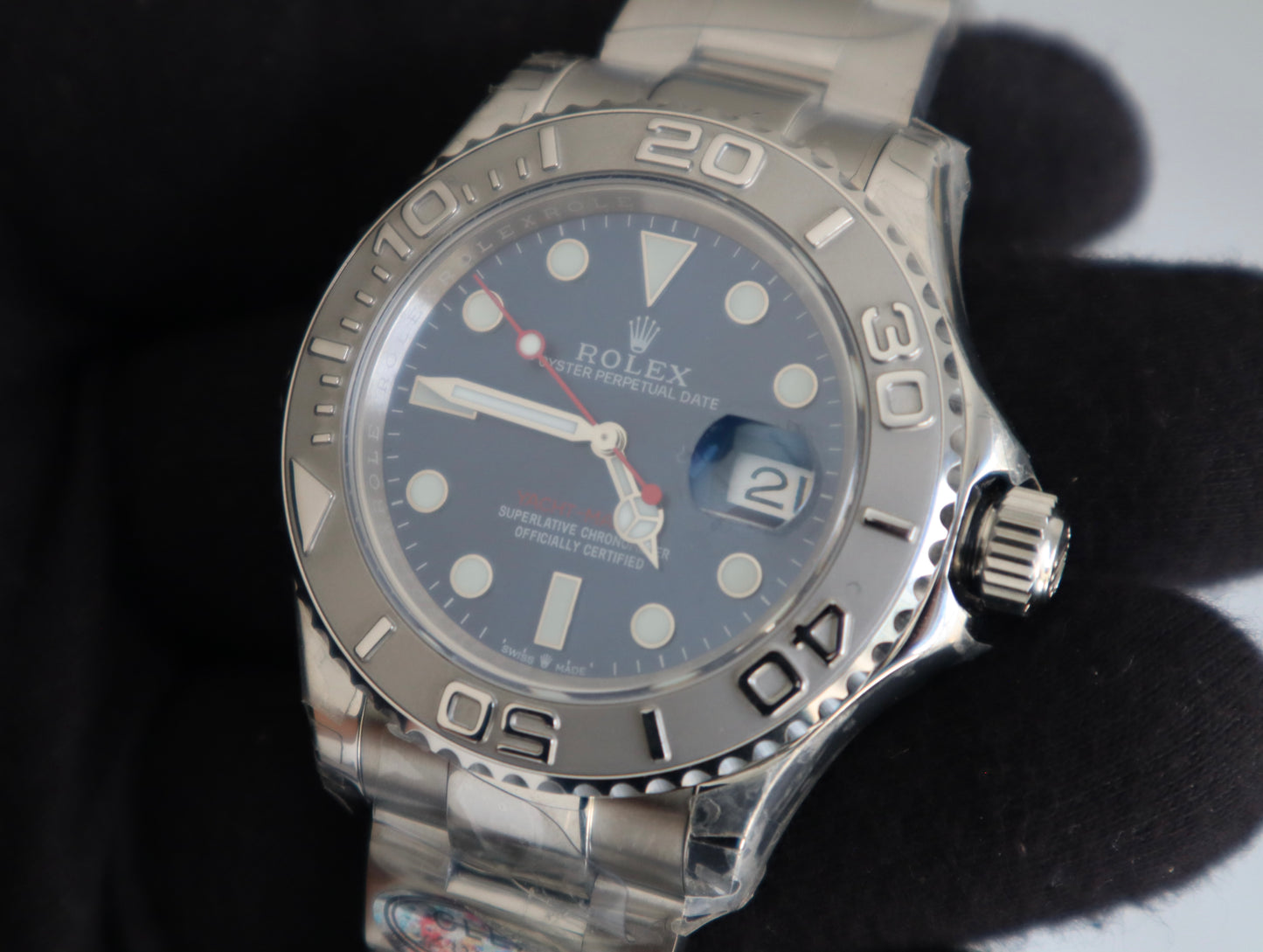 رولكس ياخت ماستر ون بلو دايال - كلين طبق الأصل ماكينة سويسري (السعر بالدينار الأردني 550)