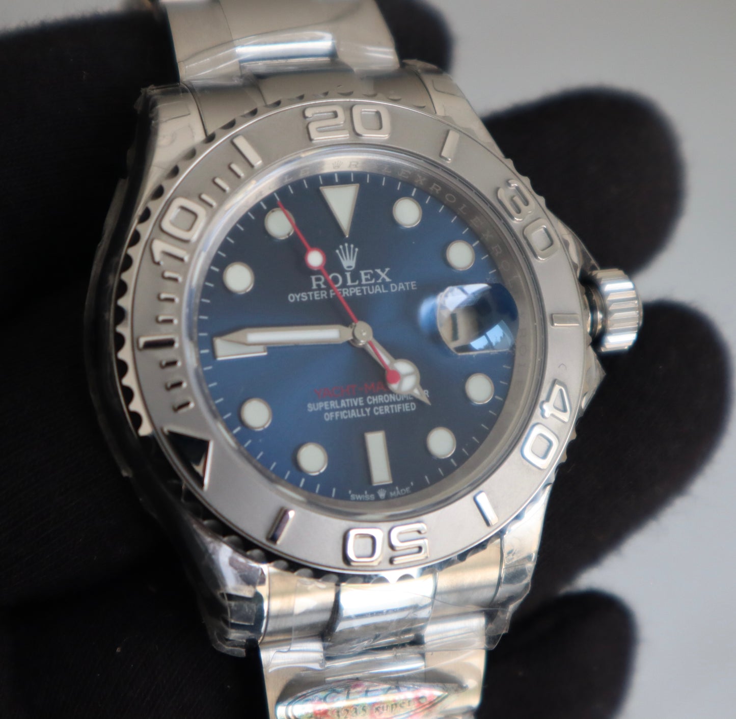 رولكس ياخت ماستر ون بلو دايال - كلين طبق الأصل ماكينة سويسري (السعر بالدينار الأردني 550)