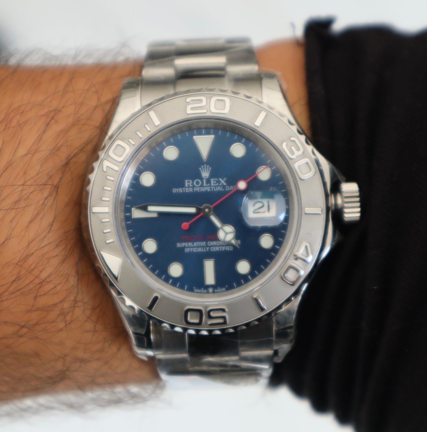 رولكس ياخت ماستر ون بلو دايال - كلين طبق الأصل ماكينة سويسري (السعر بالدينار الأردني 550)