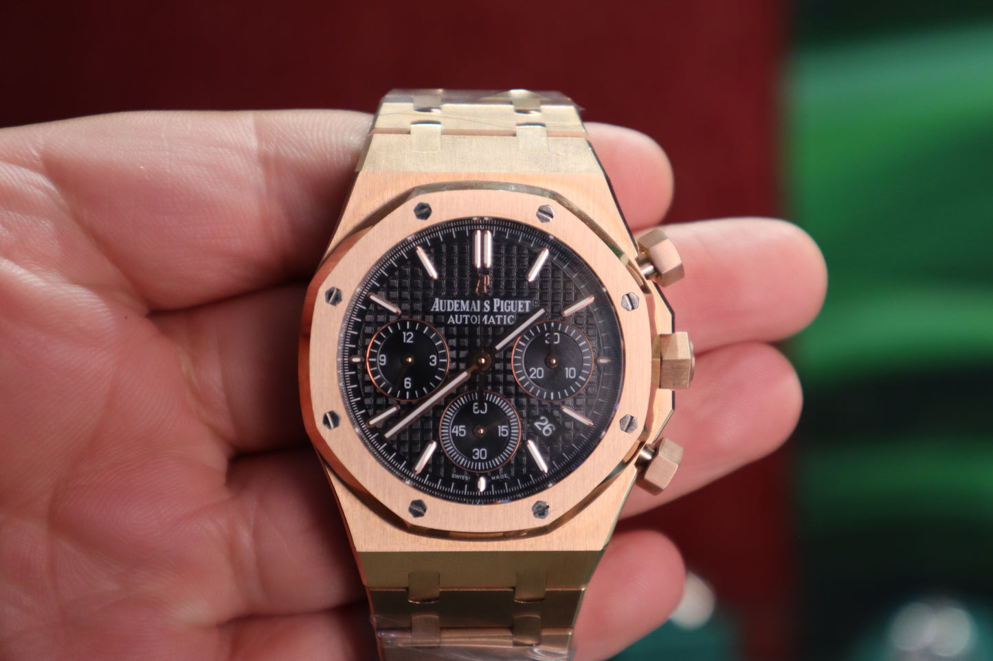 AR ROYAL OAK CHRONOGRAPH - اي بي كرونوجراف روز جولد -  حبة نادرة جدا جدا