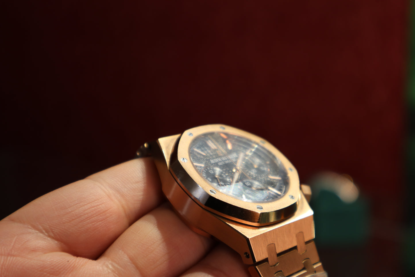 AR ROYAL OAK CHRONOGRAPH - اي بي كرونوجراف روز جولد -  حبة نادرة جدا جدا
