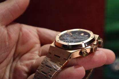 AR ROYAL OAK CHRONOGRAPH - اي بي كرونوجراف روز جولد -  حبة نادرة جدا جدا