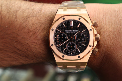 AR ROYAL OAK CHRONOGRAPH - اي بي كرونوجراف روز جولد -  حبة نادرة جدا جدا