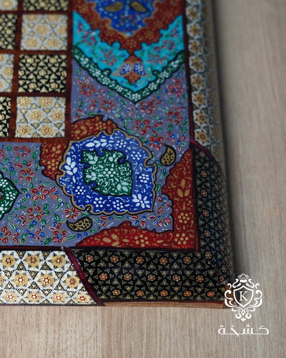 طاولي + شطرنج  زخرفة سوداء راقية صناعة يدوية - جنطة جلد فاخرة السعر بدون احجار شطرنج ٥٥٠ الف ومع احجار شطرنج ٦٥٠ الف