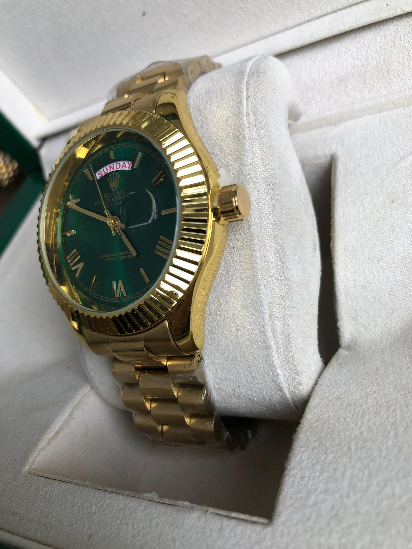 ROLEX WATCH : ساعة رولكس داي ديت اخضر ذهبي