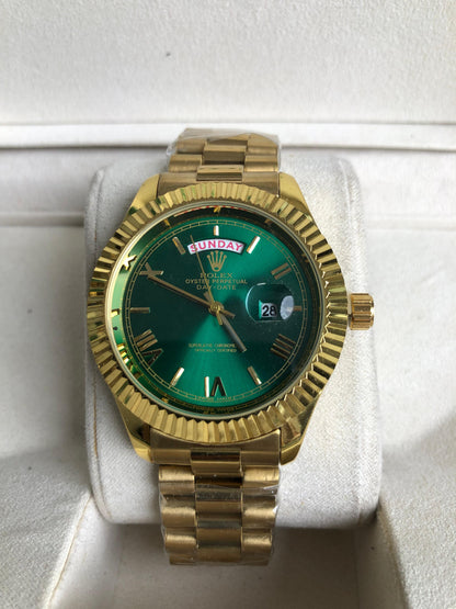 ROLEX WATCH : ساعة رولكس داي ديت اخضر ذهبي