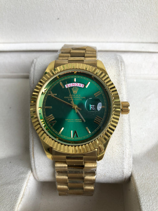 ROLEX WATCH : ساعة رولكس داي ديت اخضر ذهبي