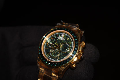 Rolex Daytona Green Ruby 40 mm  -قطعة كلين طبق الأصل ماكيمة سويسري طبق الأصل متوفر حبة واحدة في كل العراق