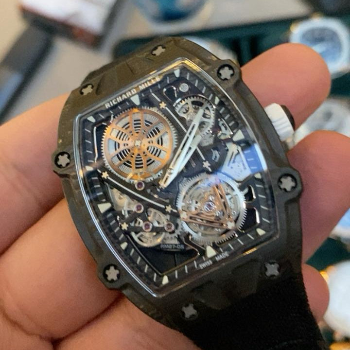 Richard Mille 27-03. Carbon Fiber- اخف ساعة بالعالم قطعة وحدة كلين طبق الاصل و الوزن
