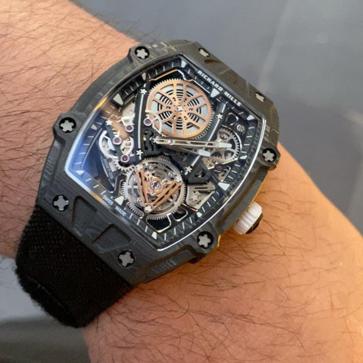 Richard Mille 27-03. Carbon Fiber- اخف ساعة بالعالم قطعة وحدة كلين طبق الاصل و الوزن