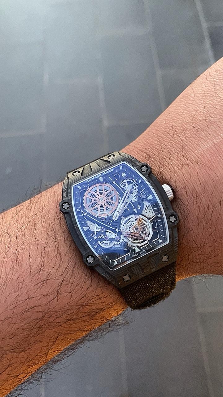 Richard Mille 27-03. Carbon Fiber- اخف ساعة بالعالم قطعة وحدة كلين طبق الاصل و الوزن