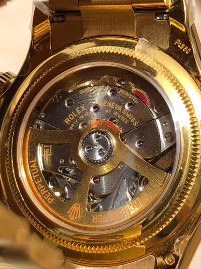 40 mm رولكس دايتونا ذهب أصفر بقرص أسود وسناتر بيضاء