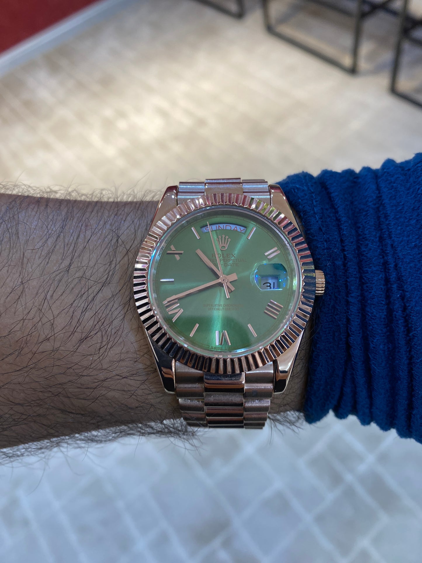 روليكس داي ديت فول روز جولد مينا زيتوني  - جراند ماستر ماكينة اوتوماتيك (قطعة واحدة)