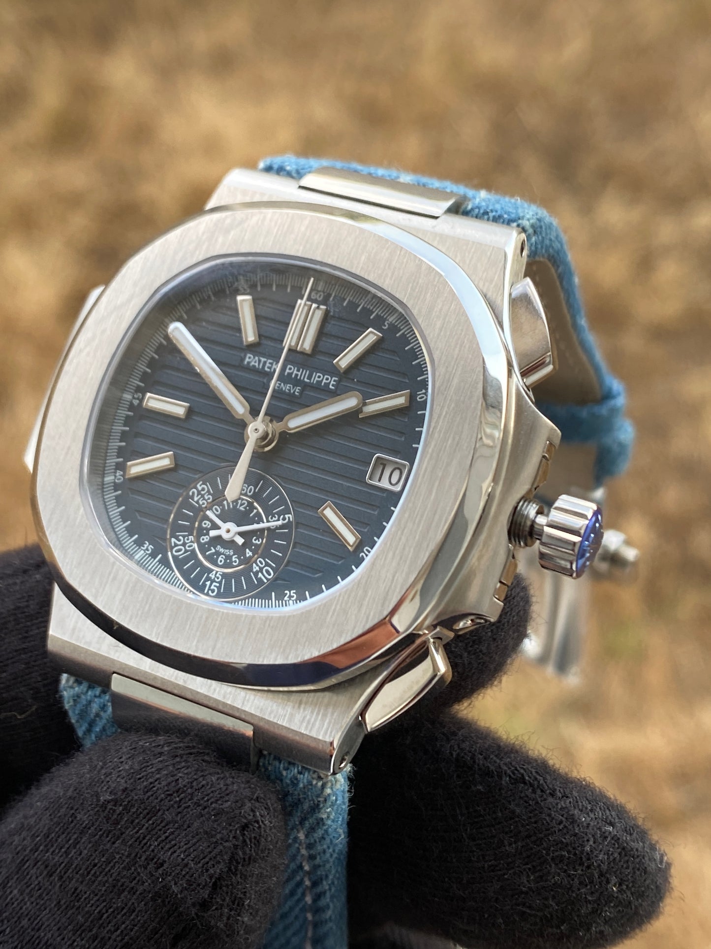 PATEK Philippe Chronograph Jeans- حبة وحدة ماكينة سويسري طبق الأصل و التصوير دون فلاتر او تعديل