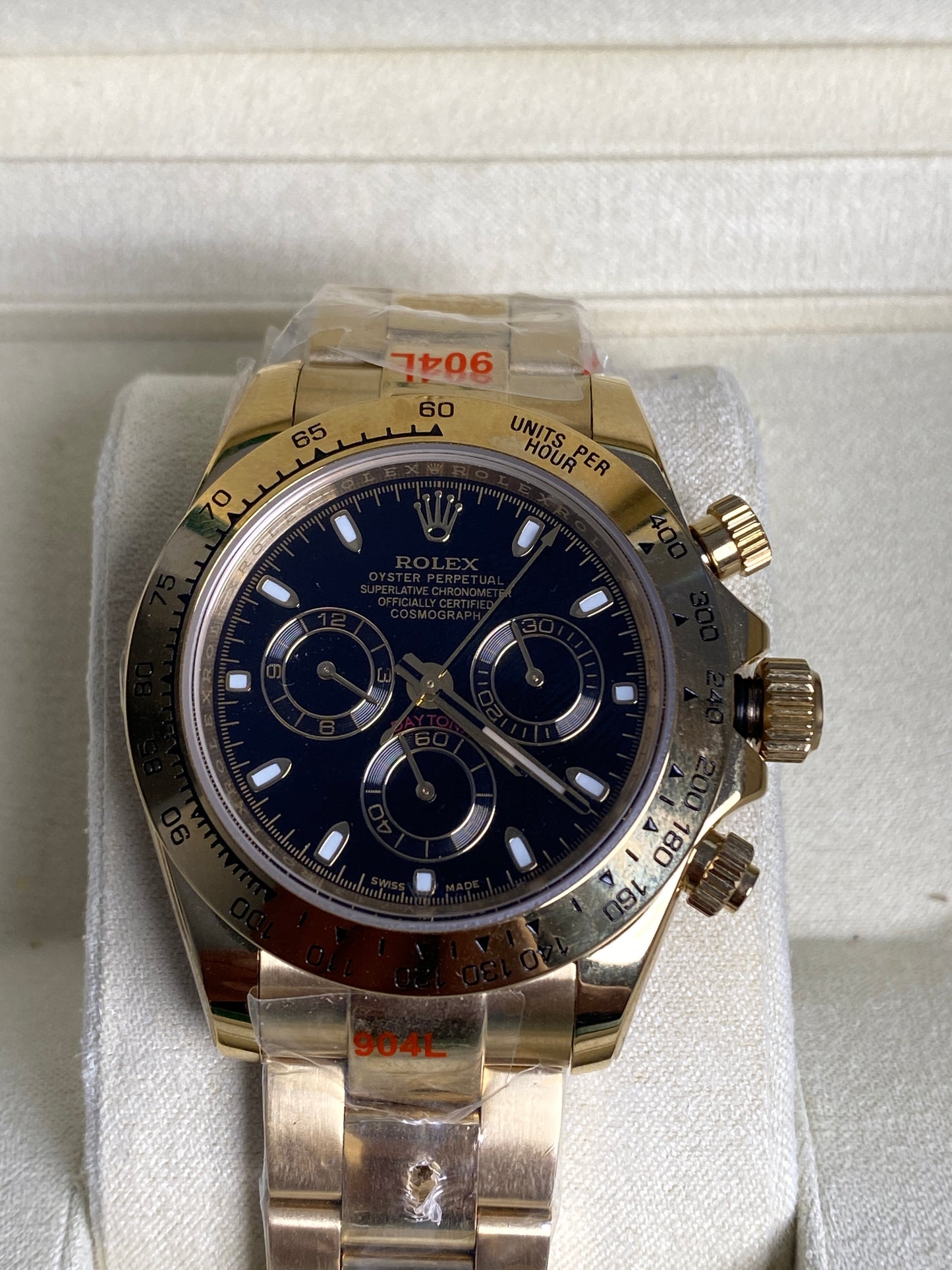 40 mm رولكس دايتونا ذهب أصفر مينا أسود