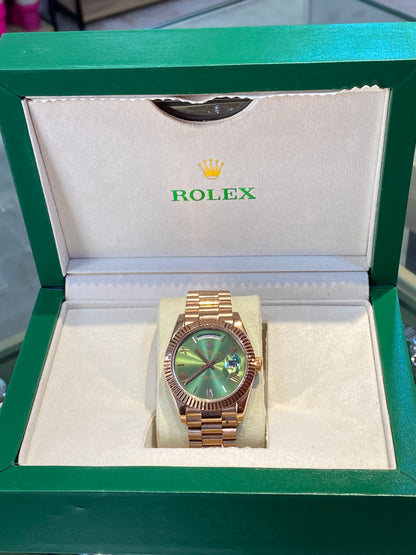 روليكس داي ديت فول روز جولد مينا زيتوني  - جراند ماستر ماكينة اوتوماتيك (قطعة واحدة)