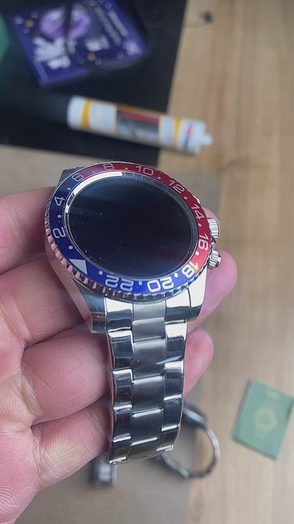 ساعه ببسي فضي و ذهبي + سماعات ماي بودز