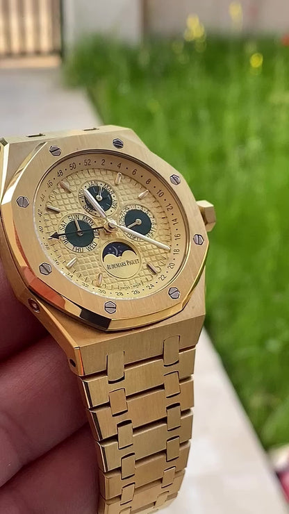 AP Royal Oak Calendar Full gold 41 mm - مصنع كلون طبق الاصل