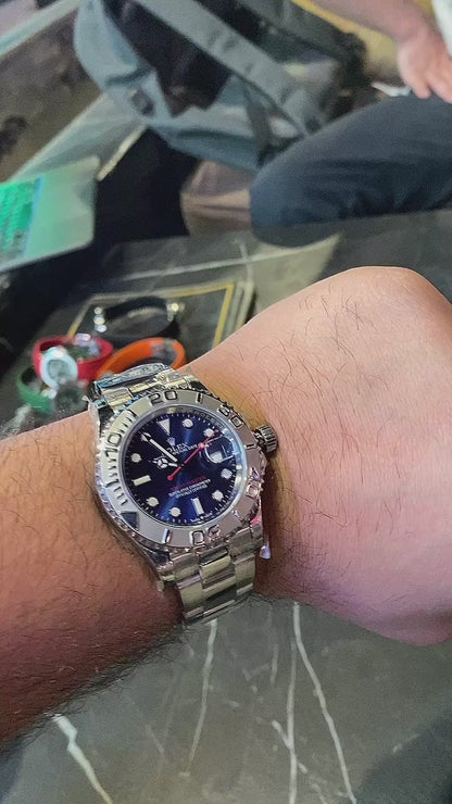 رولكس ياخت ماستر ون مينا ازرق بيزل تيتانيوم- كلين طبق الأصل ماكينة سويسري حبة واحدة