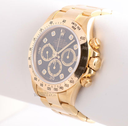 40 mm رولكس دايتونا ذهب أصفر بقرص أسود وأرقام ألماس