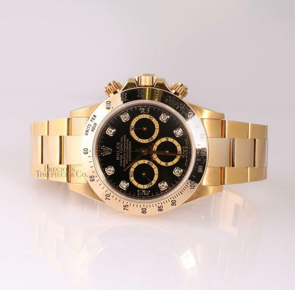 40 mm رولكس دايتونا ذهب أصفر بقرص أسود وأرقام ألماس